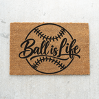 Baseball Ball Is Life Doormat, Baseball Welcome Mat, Sports Front Porch Decor, Baseball Player Gift, Baseball Mom Gift, Game Day Door Mat
