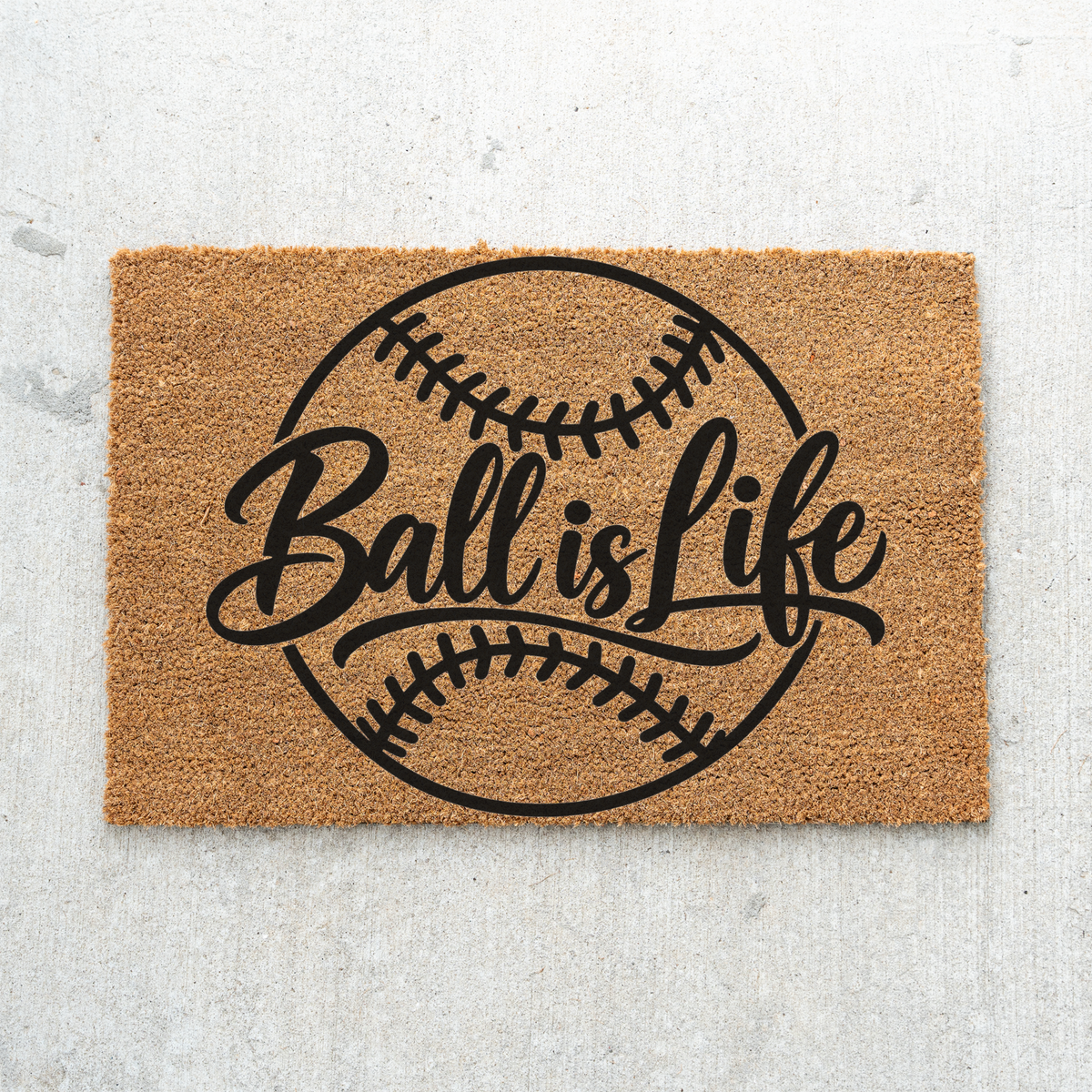 Baseball Ball Is Life Doormat, Baseball Welcome Mat, Sports Front Porch Decor, Baseball Player Gift, Baseball Mom Gift, Game Day Door Mat