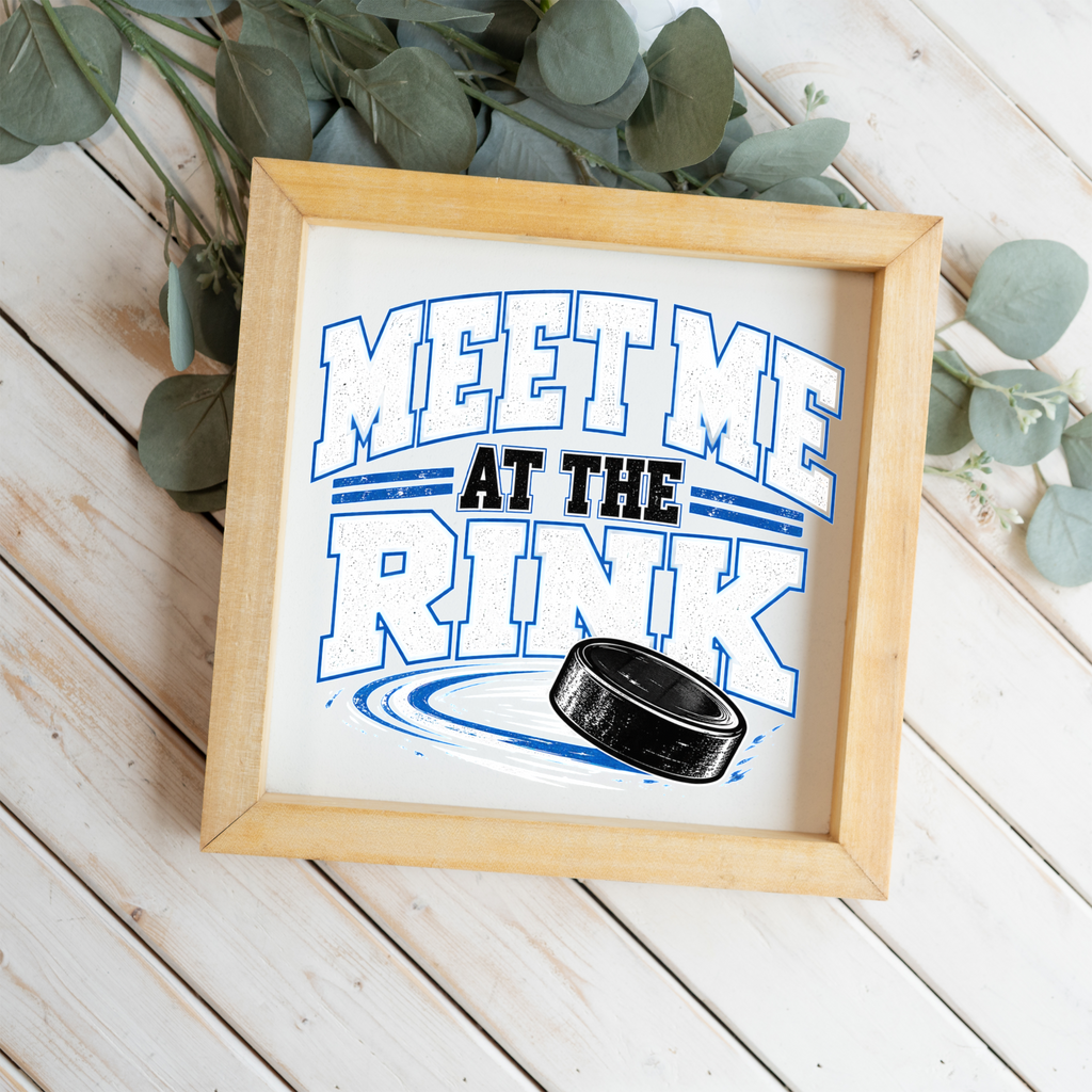 Meet Me at the Rink Sign, Hockey Wall Decor, Hockey Player Gift, Ice Hockey Room Decor, Hockey Mom Gift, Sports Bedroom Wall Art