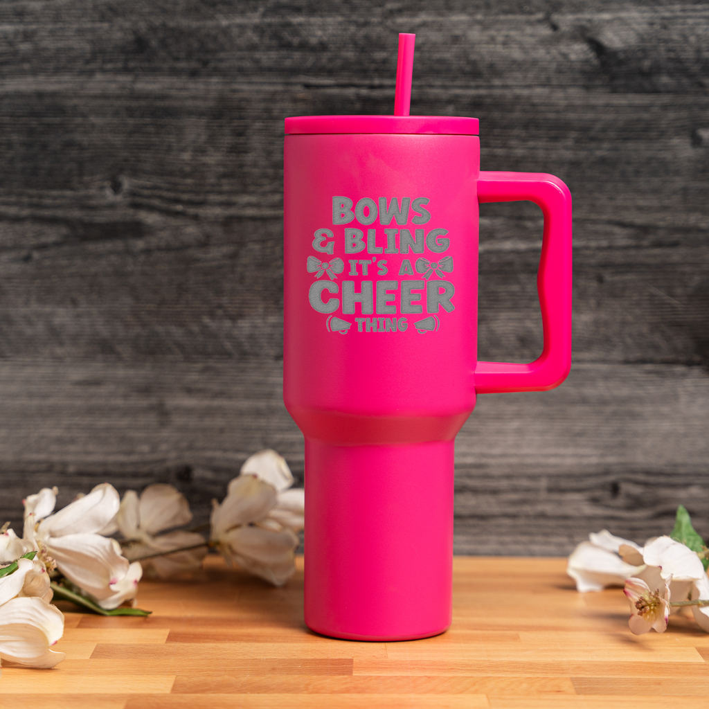 Bows & Bling It's a Cheer Thing 40oz Insulated Tumbler with Handle