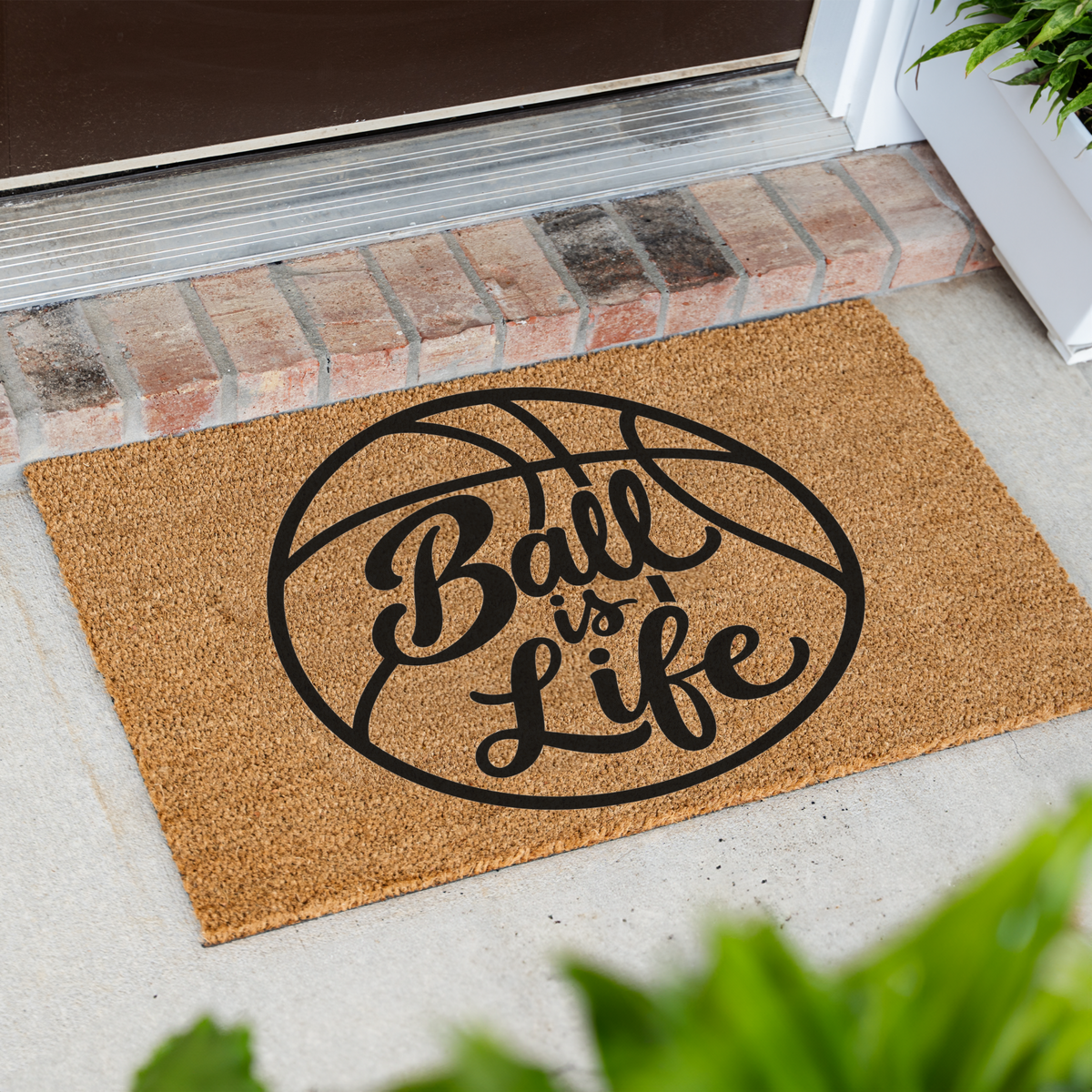 Basketball Ball Is Life Doormat, Basketball Welcome Mat, Sports Lover Gift, Basketball Player Decor, Game Day Porch Mat, Sports Family Door 