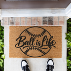 Baseball Ball Is Life Doormat, Baseball Welcome Mat, Sports Front Porch Decor, Baseball Player Gift, Baseball Mom Gift, Game Day Door Mat