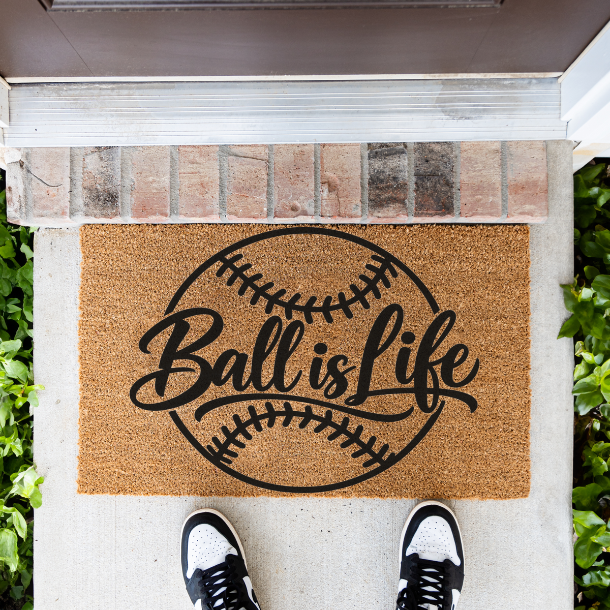 Baseball Ball Is Life Doormat, Baseball Welcome Mat, Sports Front Porch Decor, Baseball Player Gift, Baseball Mom Gift, Game Day Door Mat
