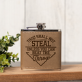 Funny Baseball Flask | "Thou Shall Not Steal Unless You Can Beat the Throw" | Baseball Fan Gift | Coach Gift