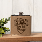 Funny Baseball Flask | "Thou Shall Not Steal Unless You Can Beat the Throw" | Baseball Fan Gift | Coach Gift