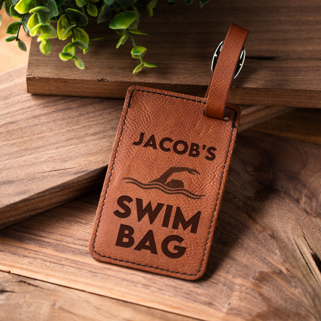 Personalized Swim Bag Tag, Custom Swimmer Name Luggage Tag, Swim Team Gift, Kids Swim Bag Tag, Swimming Gift
