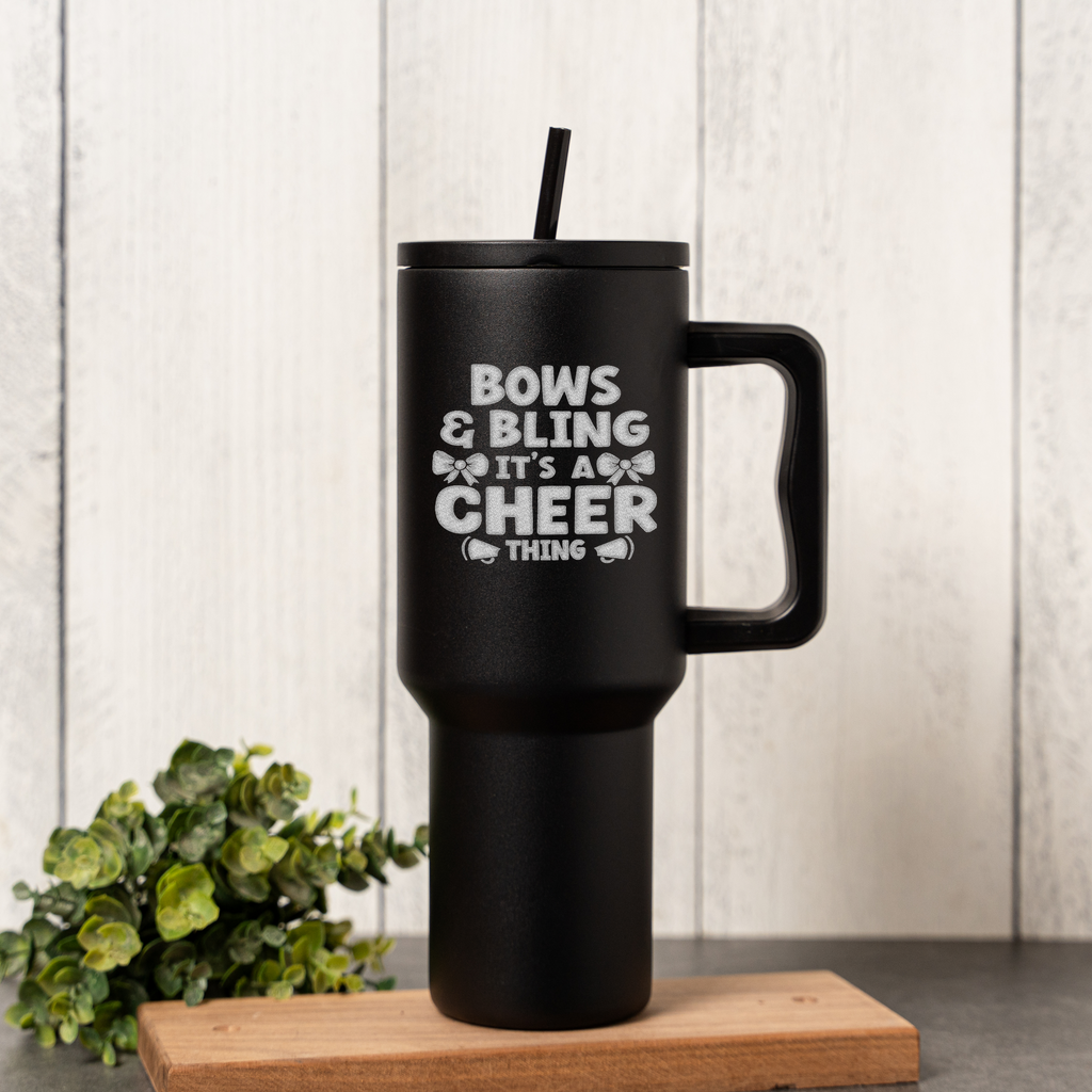 Bows & Bling It's a Cheer Thing 40oz Insulated Tumbler with Handle