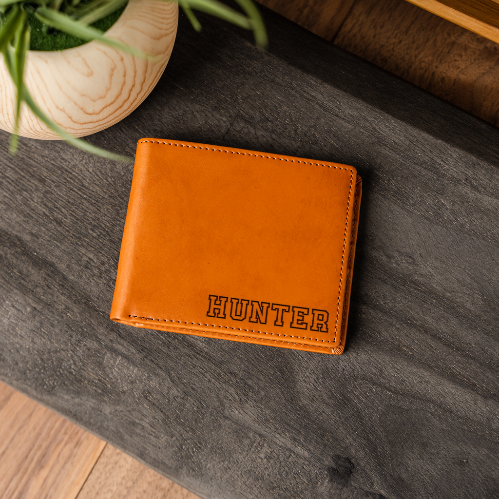 Sports Font Premium Leather Bifold Wallet
