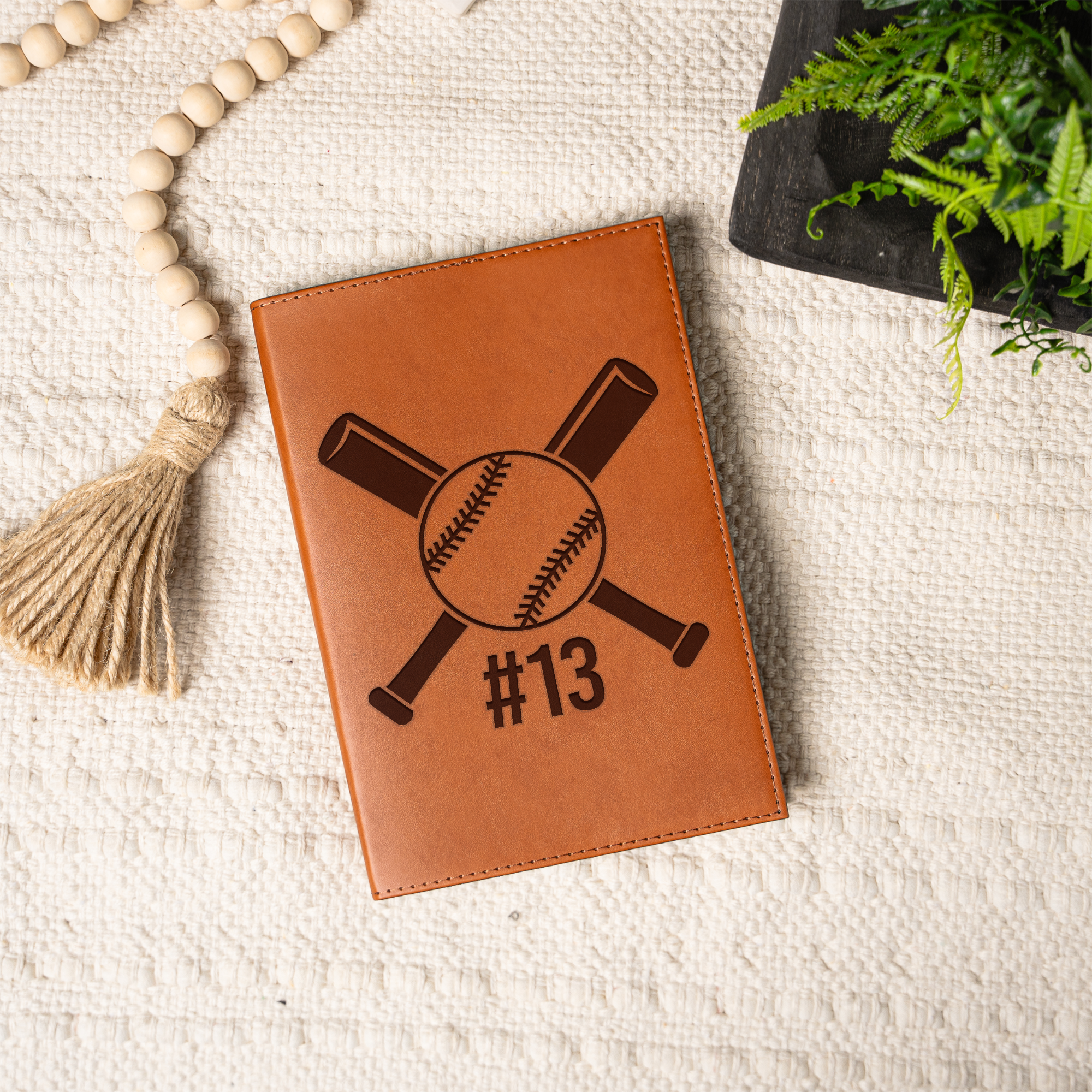 Personalized Leather Journal with Baseball Design, Custom Engraved Notebook, Perfect Gift for Baseball Lovers