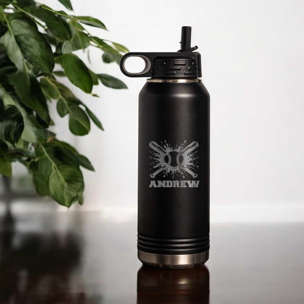 32oz Personalized Baseball Water Bottle