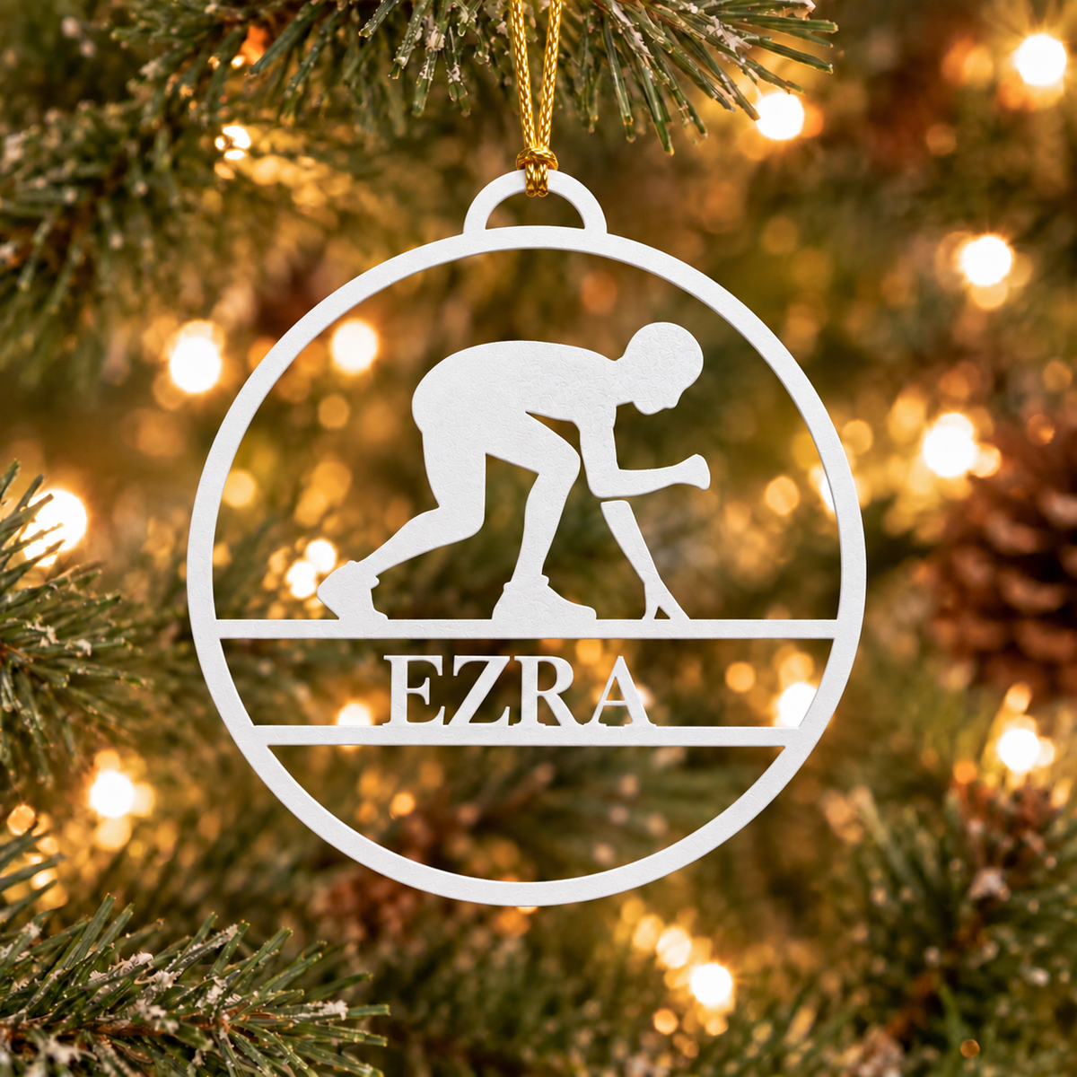 Track and Field Christmas  Metal Ornament