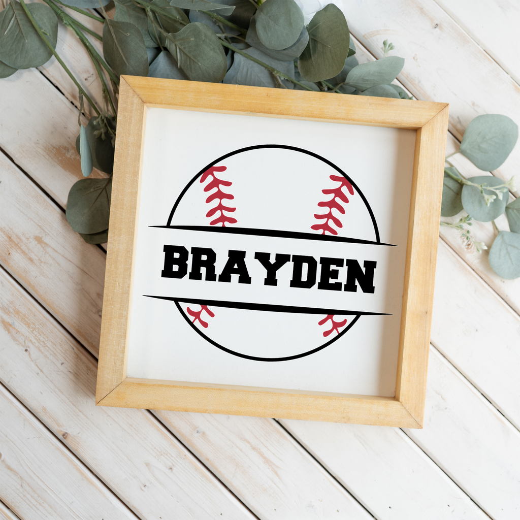 Personalized Baseball Sign, Custom Name Baseball Decor, Boys Sports Room Sign, Baseball Player Gift, Custom Kids Bedroom Wall Decor