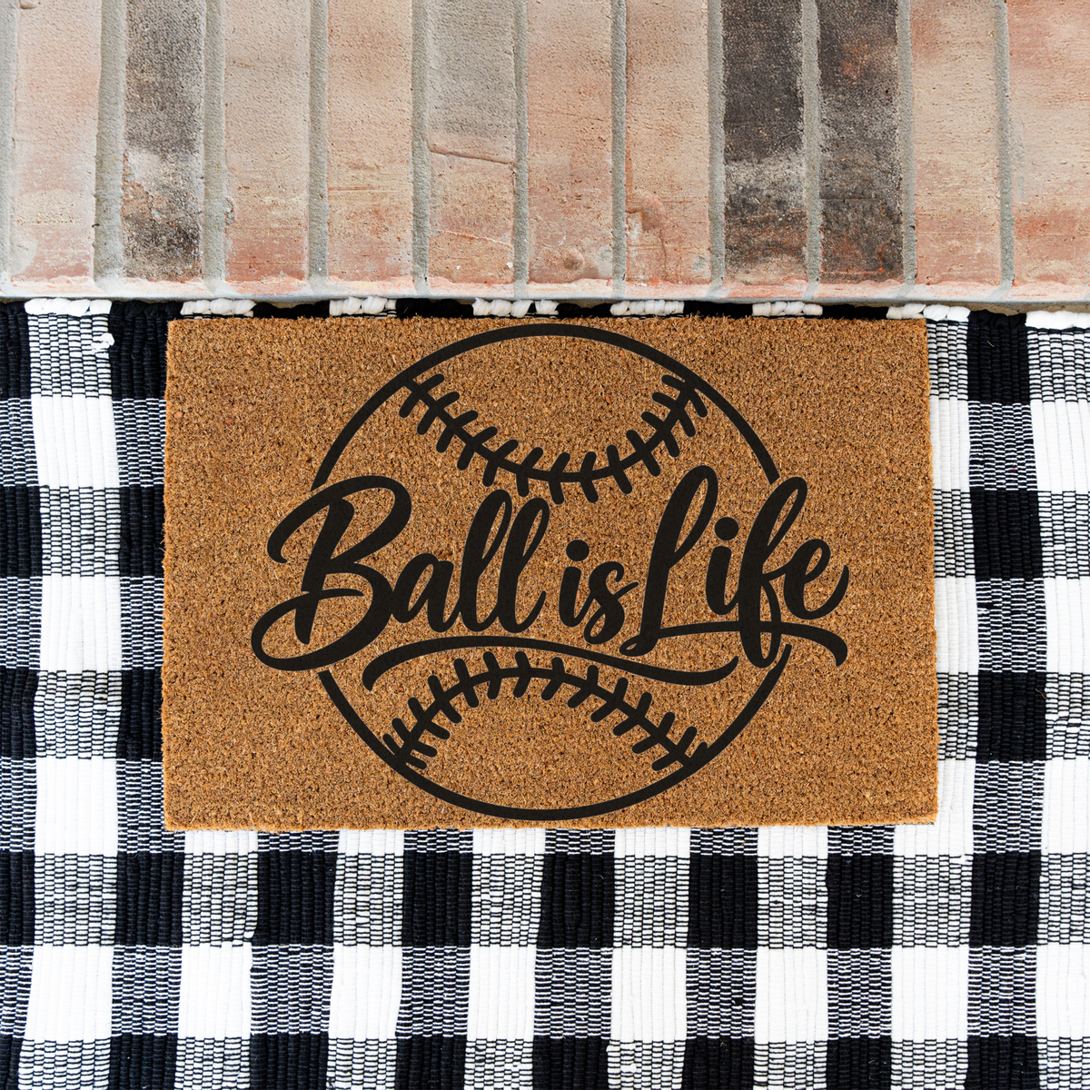 Baseball Ball Is Life Doormat, Baseball Welcome Mat, Sports Front Porch Decor, Baseball Player Gift, Baseball Mom Gift, Game Day Door Mat