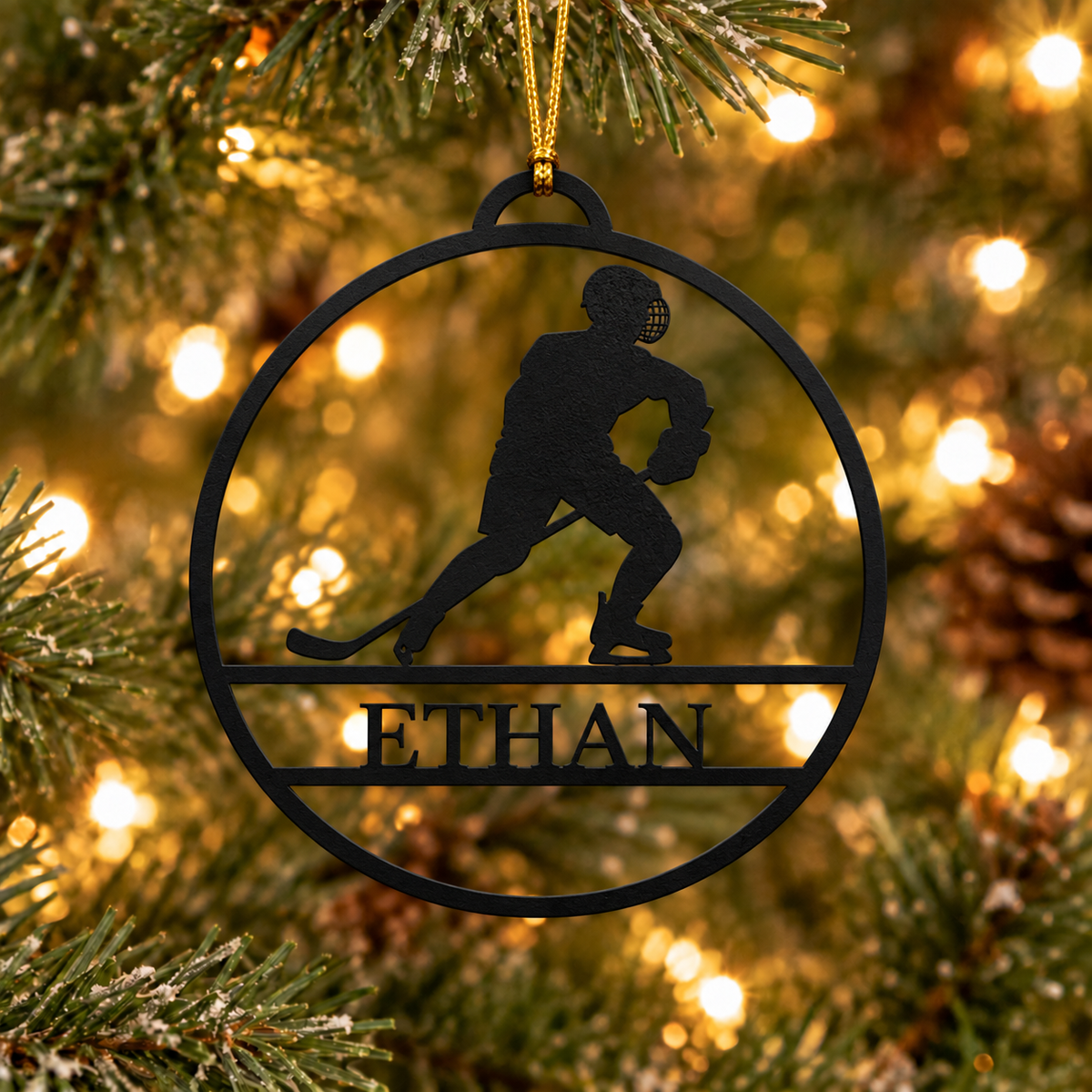 Hockey Christmas Metal Ornament