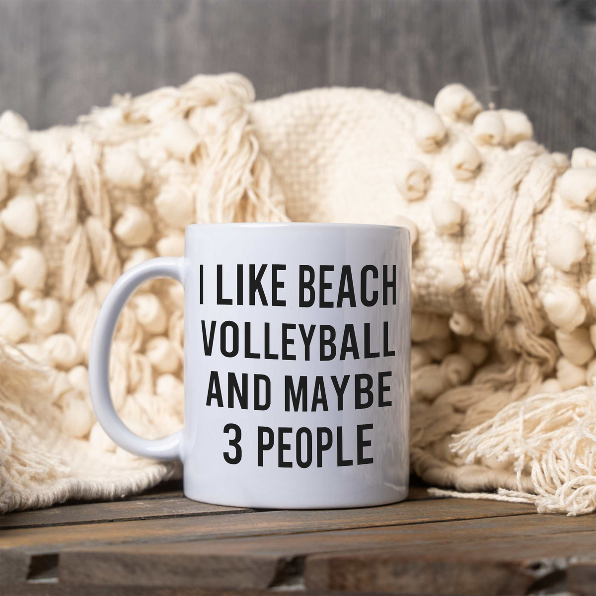 Funny Beach Volleyball Mug, I Like Beach Volleyball and Maybe 3 People Coffee Cup, Volleyball Player Gift, Team Gift