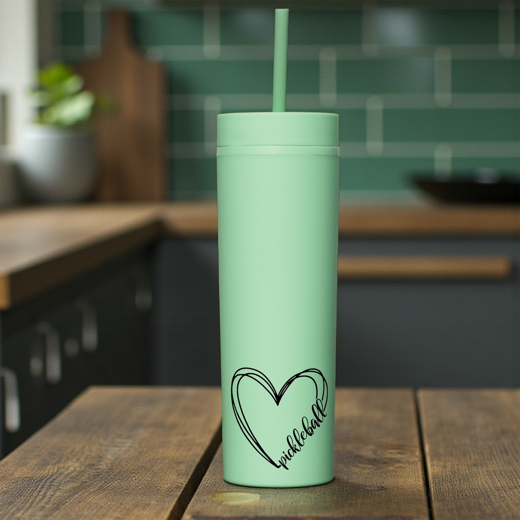 Minimalist Pickleball Travel Cup with Straw