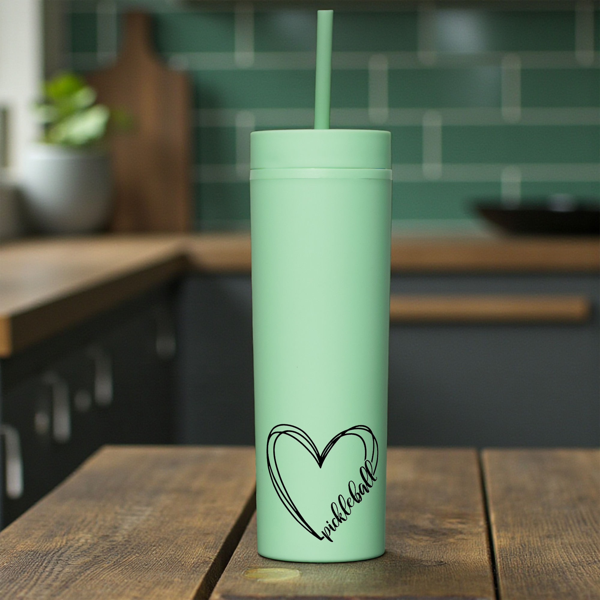 Minimalist Pickleball Travel Cup with Straw