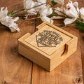 Funny Baseball Bamboo Coaster Set | "Thou Shall Not Steal Unless You Can Beat the Throw" | Baseball Gift | Sports Bar Coasters