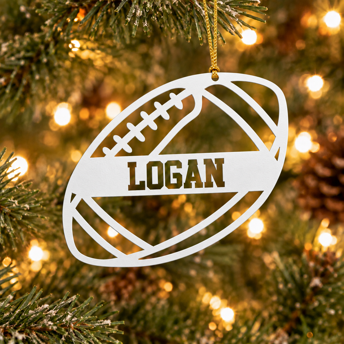 Football Christmas Metal Ornament