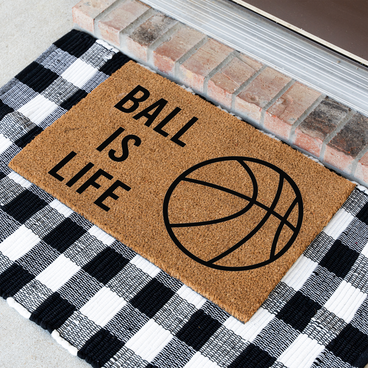 Basketball Ball Is Life Doormat, Basketball Welcome Mat, Sports Front Porch Decor, Basketball Player Gift, Basketball Mom Gift, Game Day Door Mat
