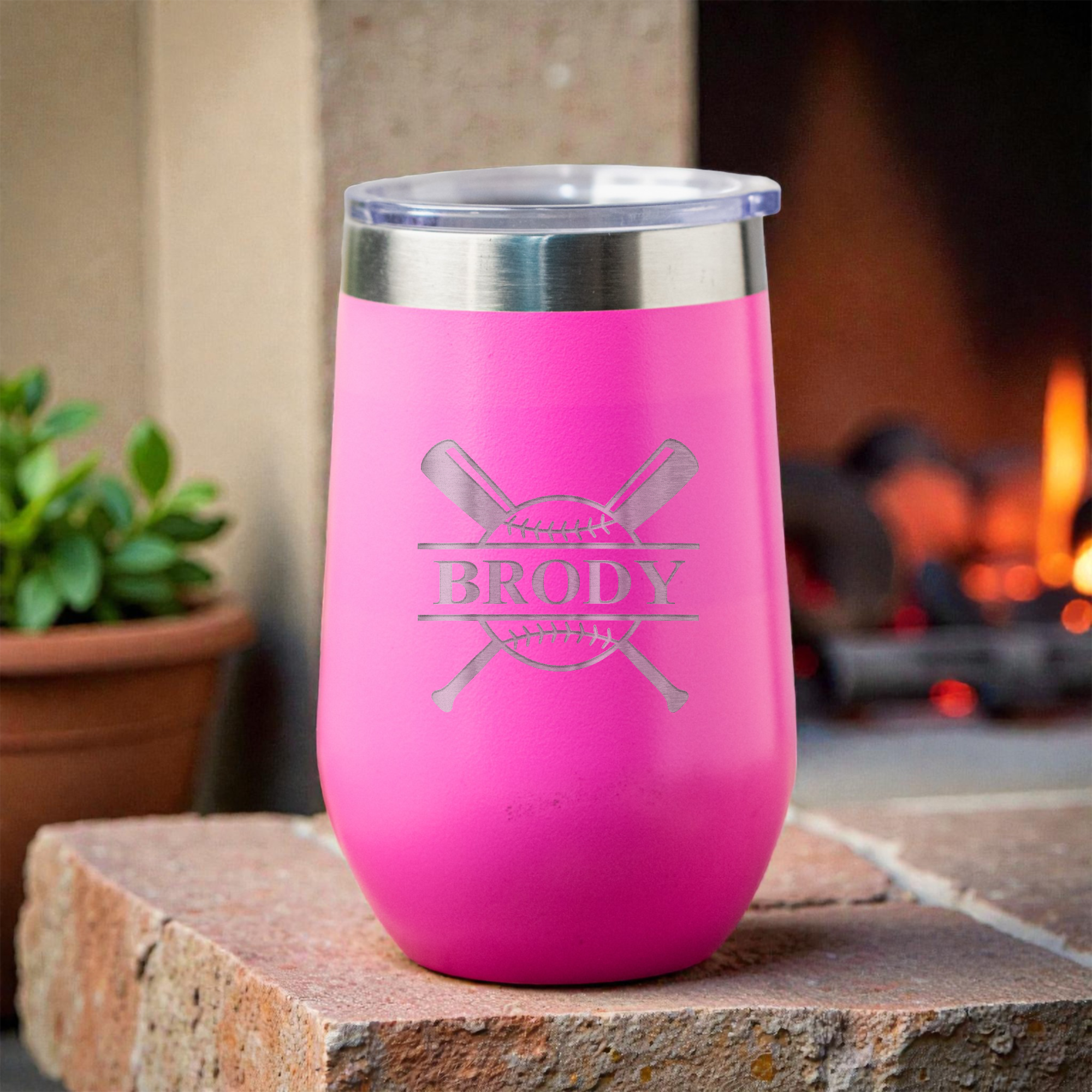 16oz Stainless Steel Baseball Monogram Wine Tumbler