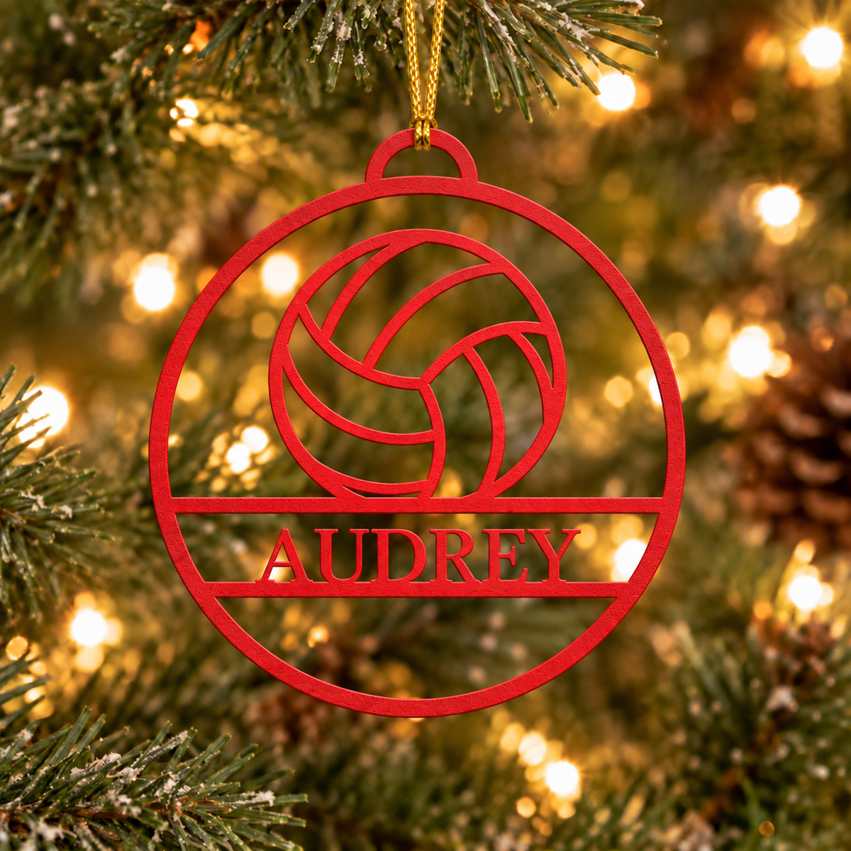 Personalized Volleyball Christmas Metal Ornament