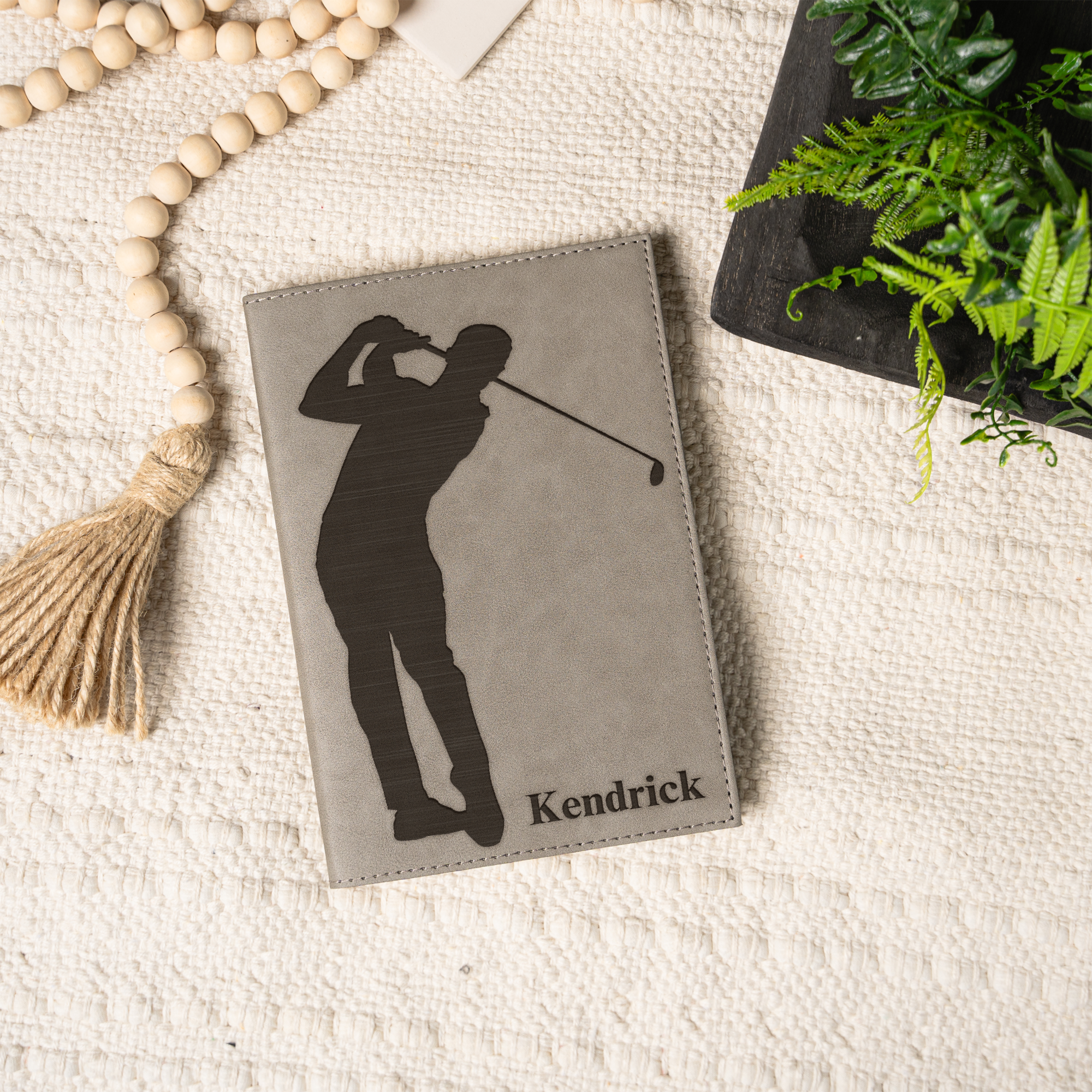 Personalized Leather Journal with Golfer Design, Custom Name Diary, Perfect Gift for Golf Lovers, Custom Name Journal With Golf Design