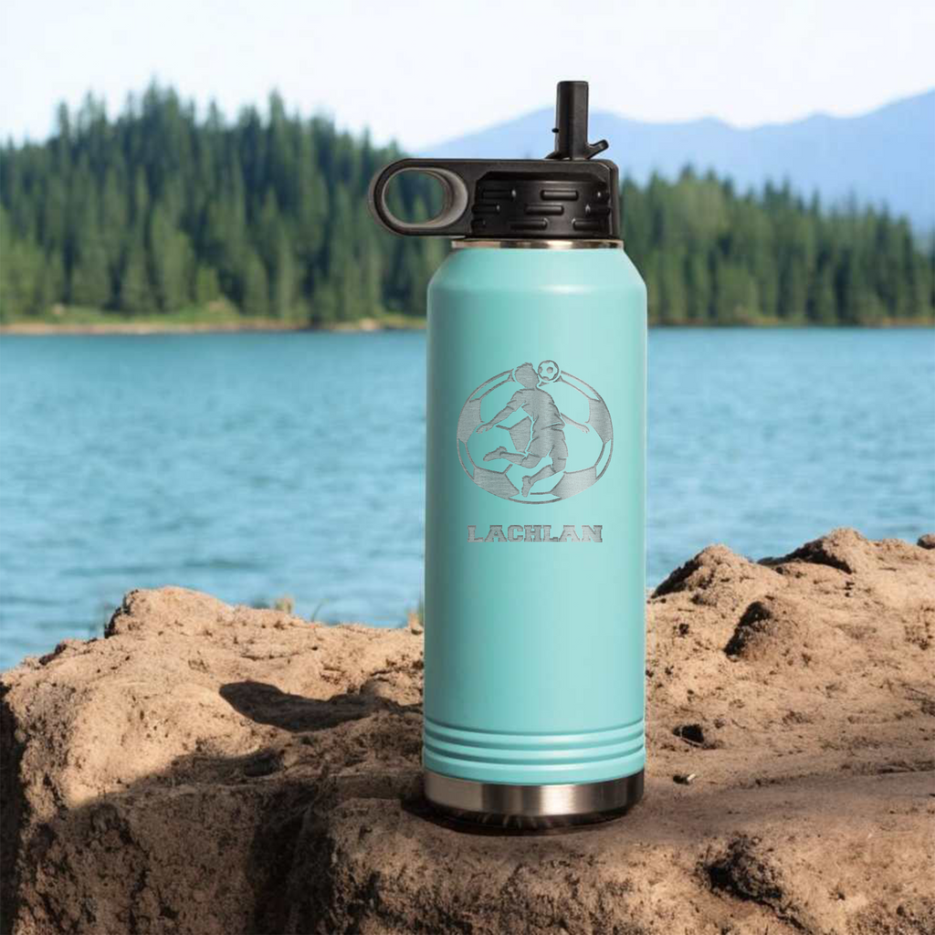 32 oz Personalized Soccer Player Insulated Water Bottle