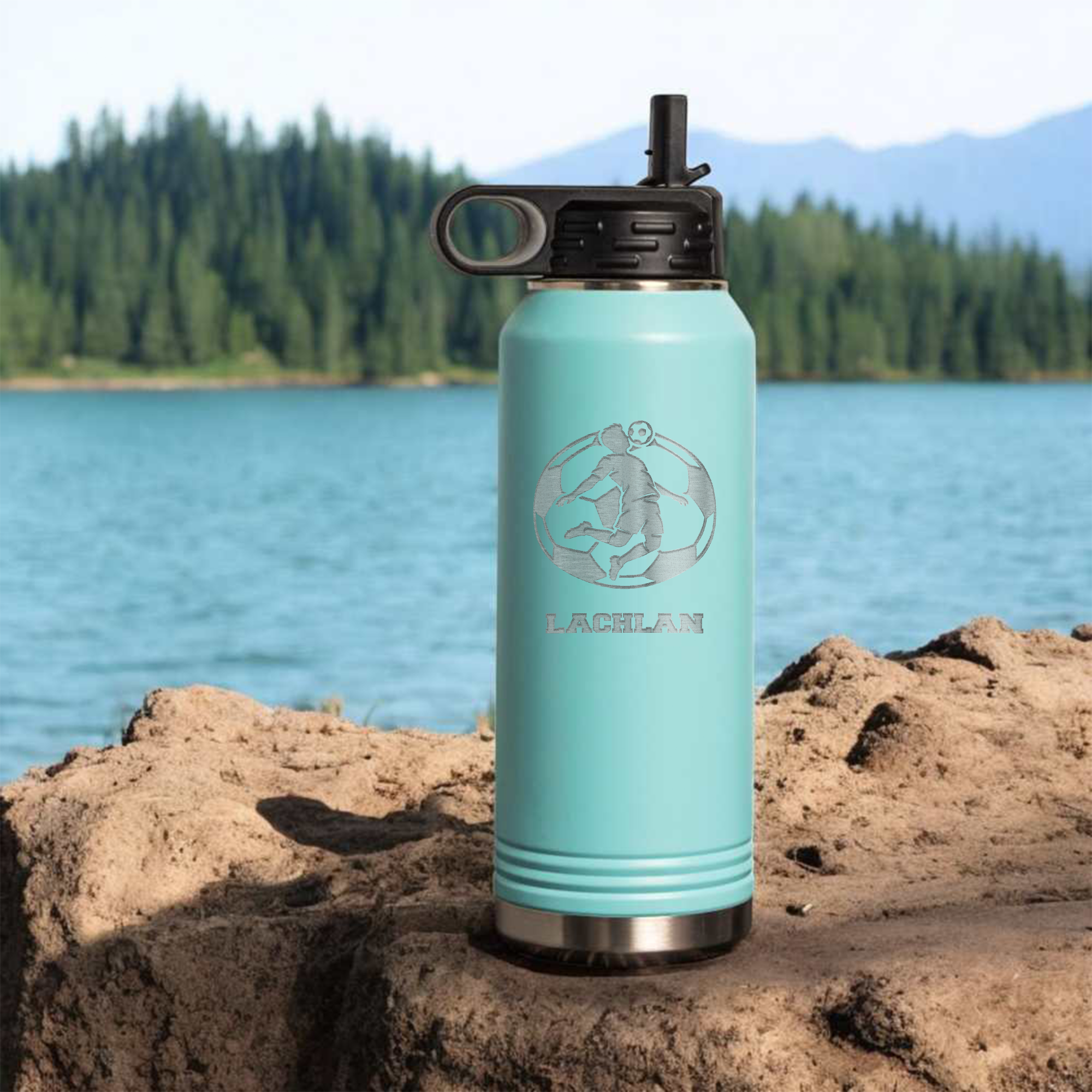 32 oz Personalized Soccer Player Insulated Water Bottle