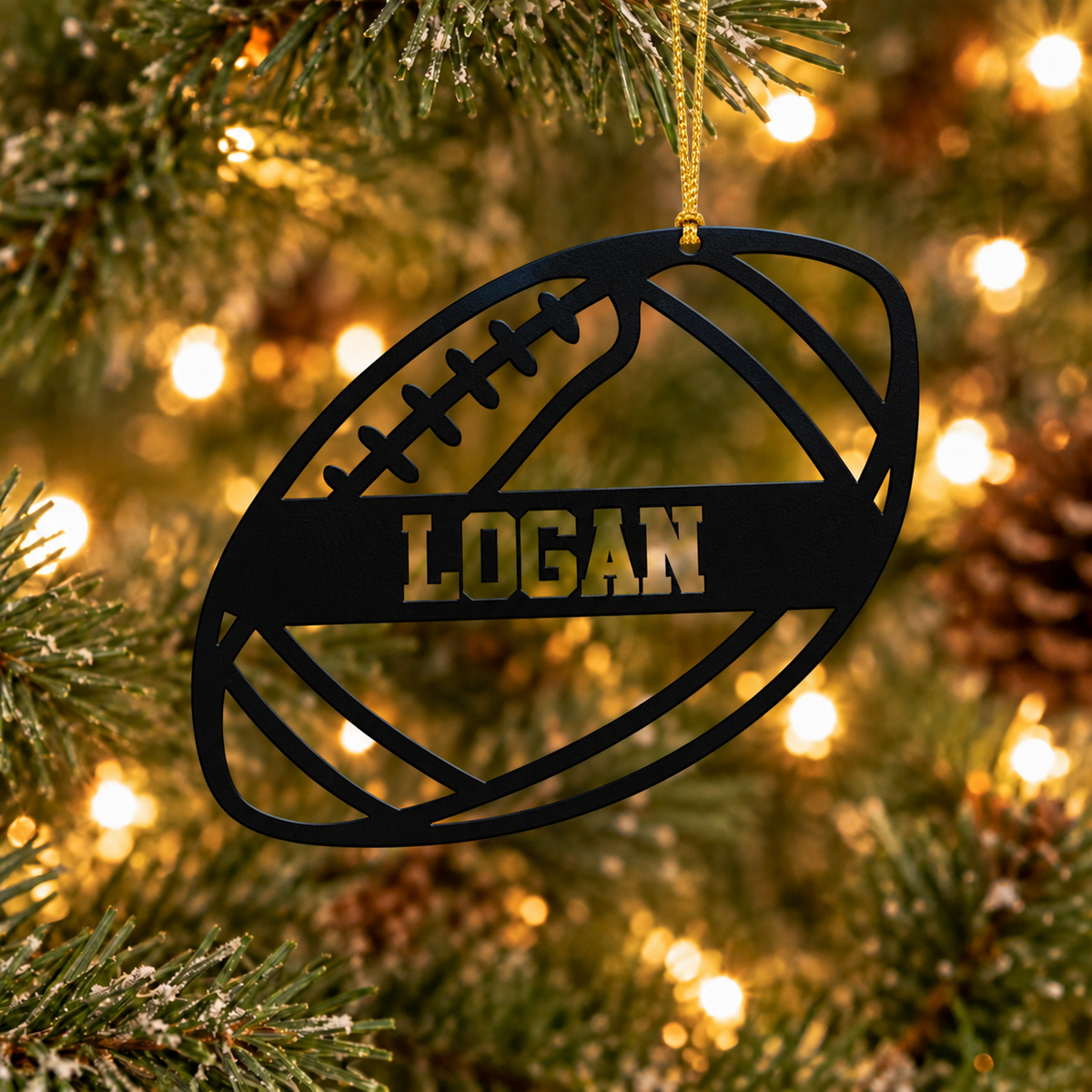 Football Christmas Metal Ornament