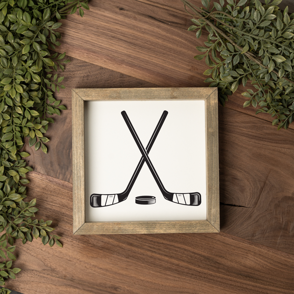 Hockey Wall Art, Hockey Sticks and Puck Framed Sign, Boys Sports Room Decor, Hockey Player Gift, Hockey Bedroom Wall Decor