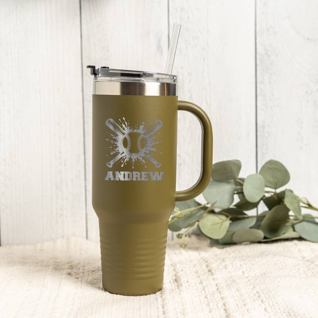 Personalized Baseball Tumbler 40oz, Custom Sports Gift, Insulated Drinkware