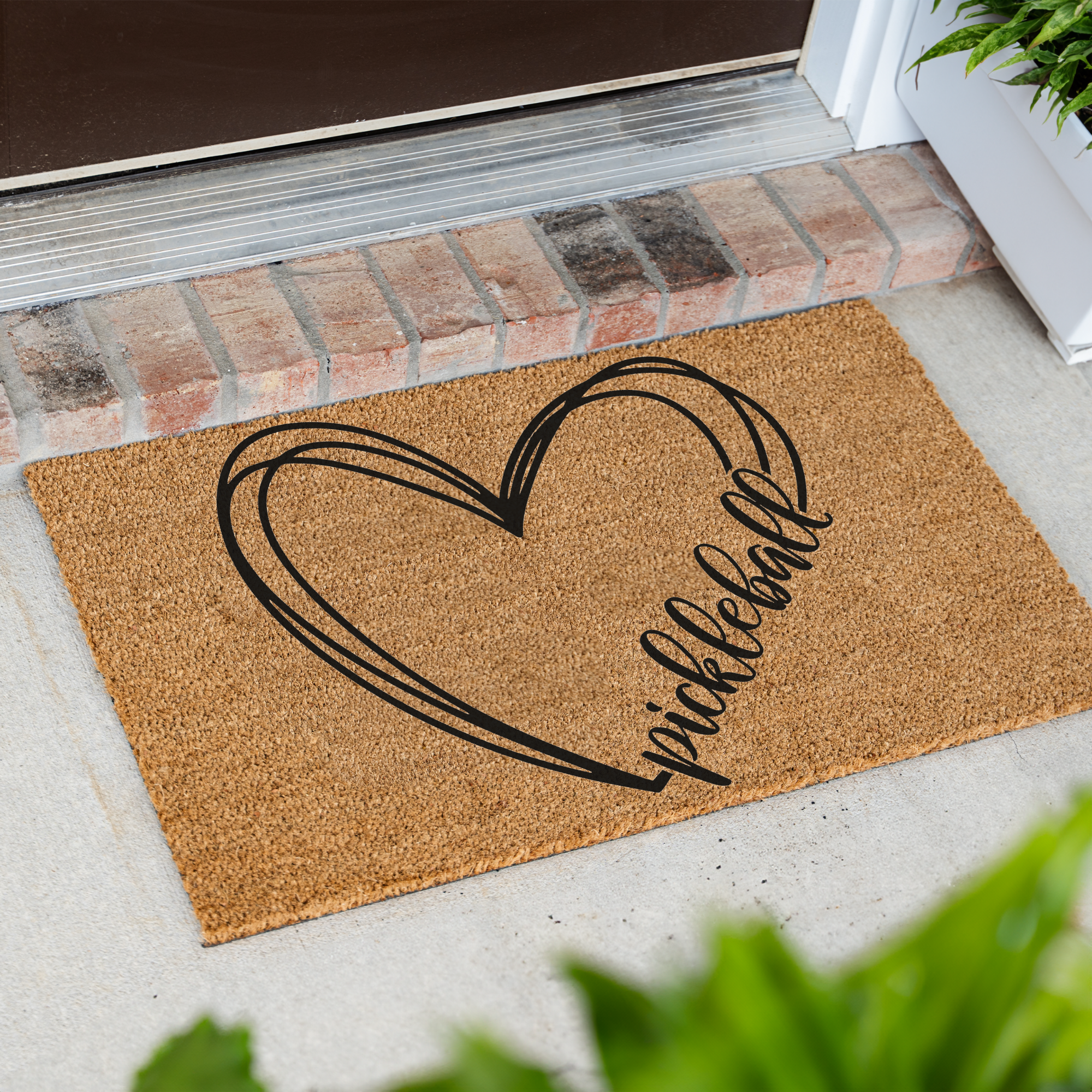 Pickleball Heart Coir Doormat