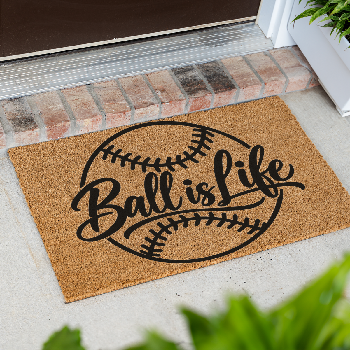 Baseball Ball Is Life Doormat, Baseball Welcome Mat, Sports Front Porch Decor, Baseball Player Gift, Baseball Mom Gift, Game Day Door Mat