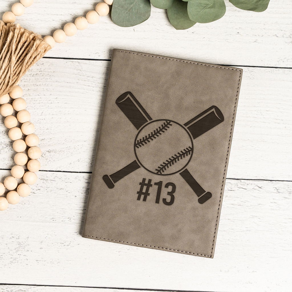 Personalized Leather Journal with Baseball Design, Custom Engraved Notebook, Perfect Gift for Baseball Lovers