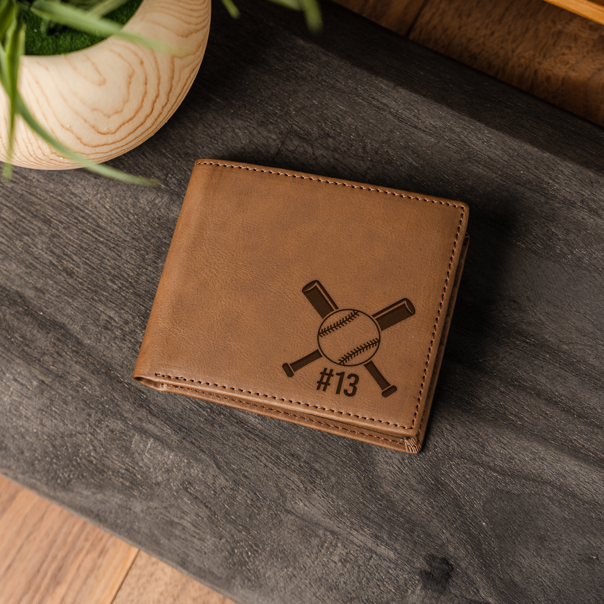 Personalized Baseball Wallet | Custom Baseball Player Gift | Engraved Leather Wallet | Baseball Dad Gift | Team Gift | Baseball Coach Gift