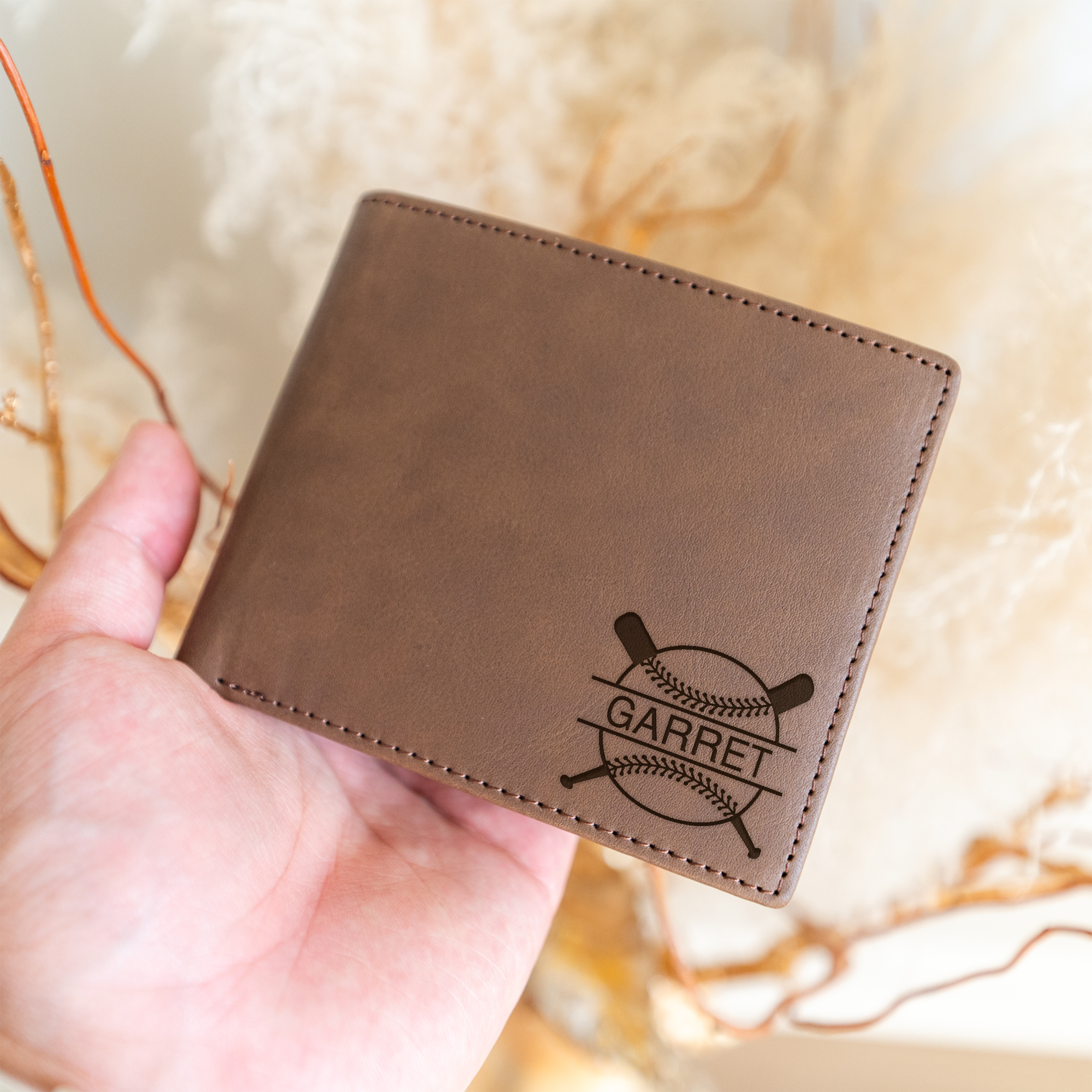 Baseball Monogram Classic Leather Bifold Wallet