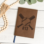 Personalized Leather Journal with Baseball Design, Custom Engraved Notebook, Perfect Gift for Baseball Lovers