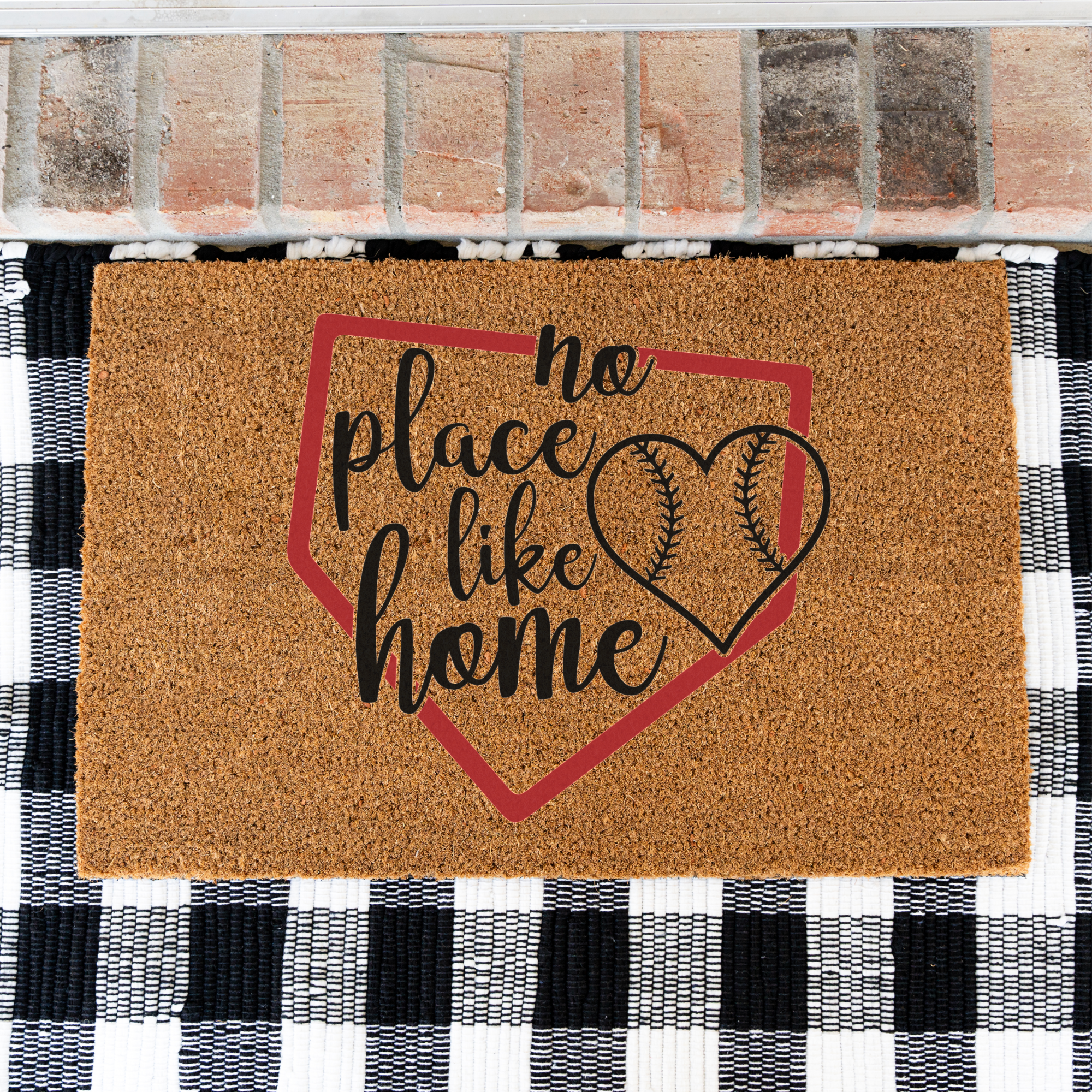 No Place Like Home Baseball Doormat
