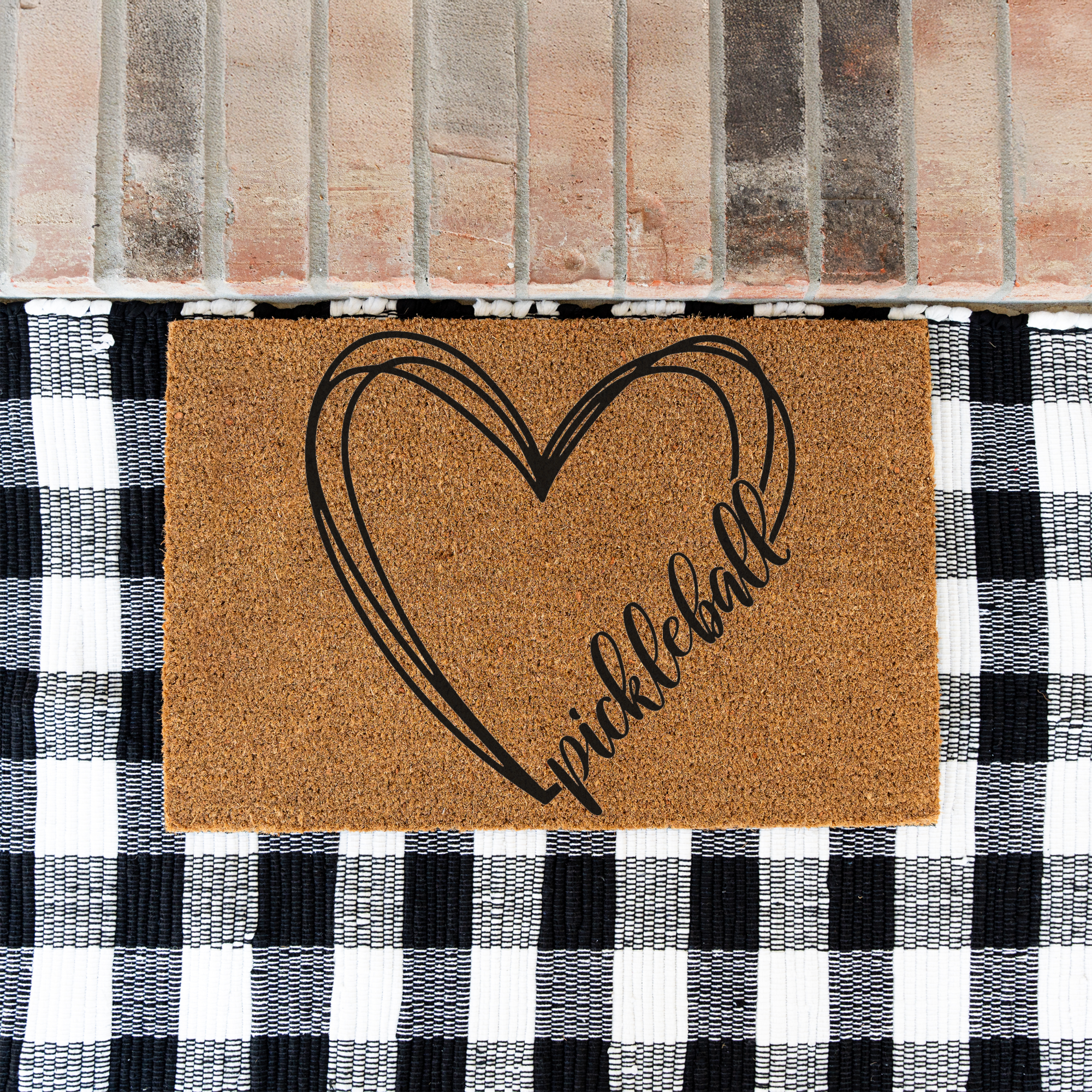Pickleball Heart Coir Doormat