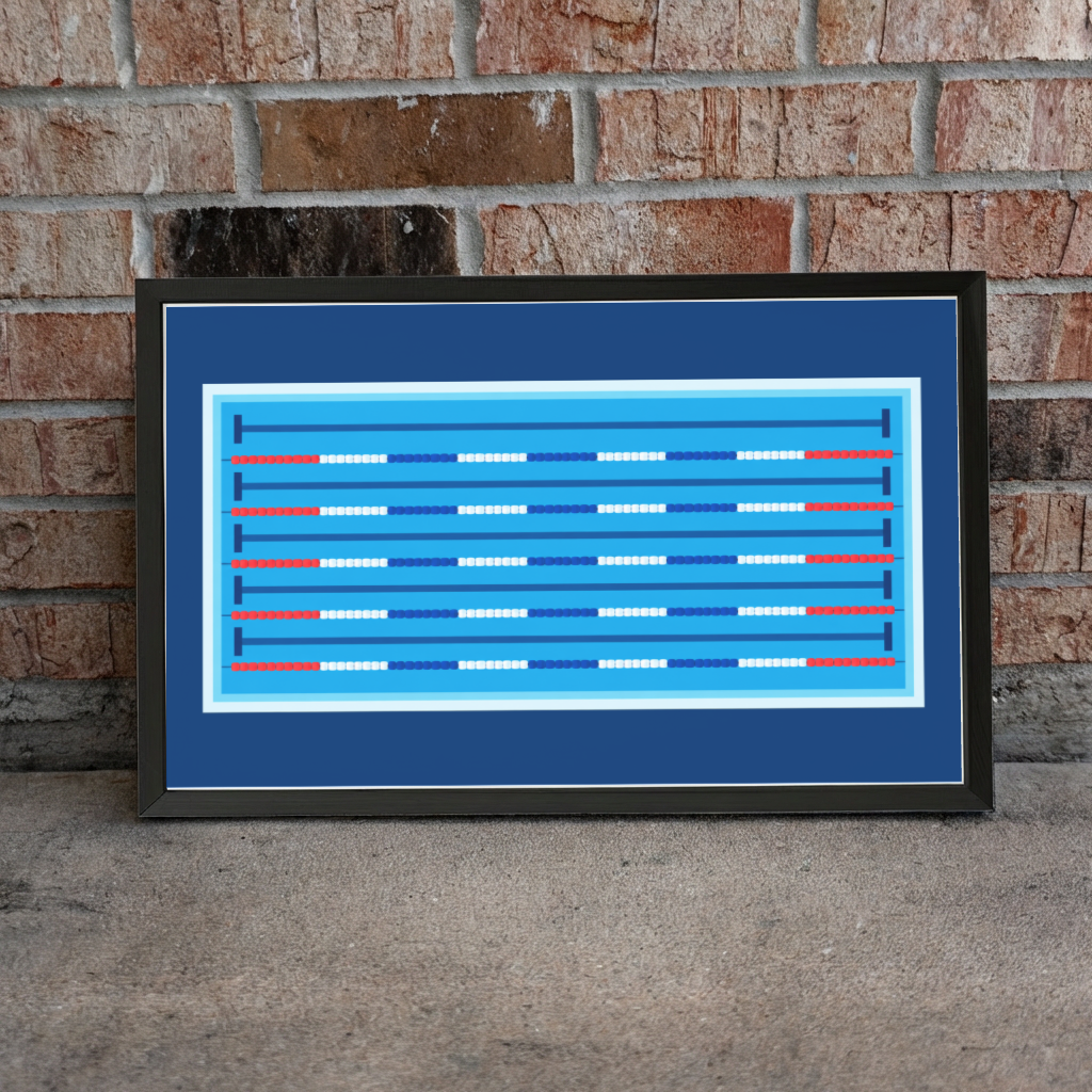Swimming Pool Wall Art, Swim Team Room Decor, Swimmer Gift, Pool Lane Sign, Swim Bedroom Decor, Framed Sports Wall Art