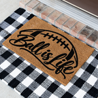 Football Ball Is Life Doormat, Football Welcome Mat, Game Day Porch Decor, Football Fan Gift, Sports Front Door Mat, Football Season Decor