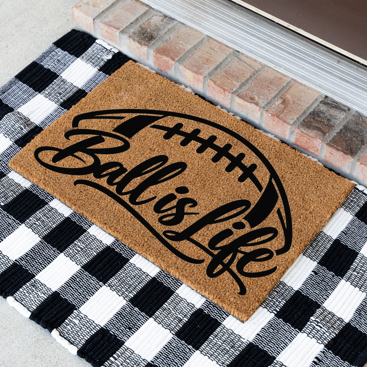 Football Ball Is Life Doormat, Football Welcome Mat, Game Day Porch Decor, Football Fan Gift, Sports Front Door Mat, Football Season Decor