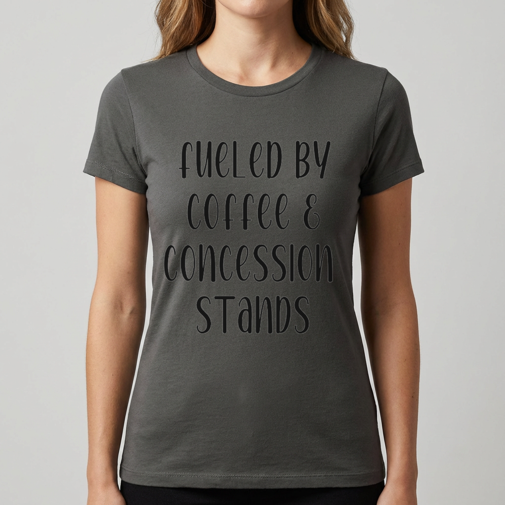 Fueled by Coffee & Concession Stands Shirt, Sports Mom T-Shirt, Game Day Mom Tee, Baseball Mom Shirt, Tournament Mom Gift
