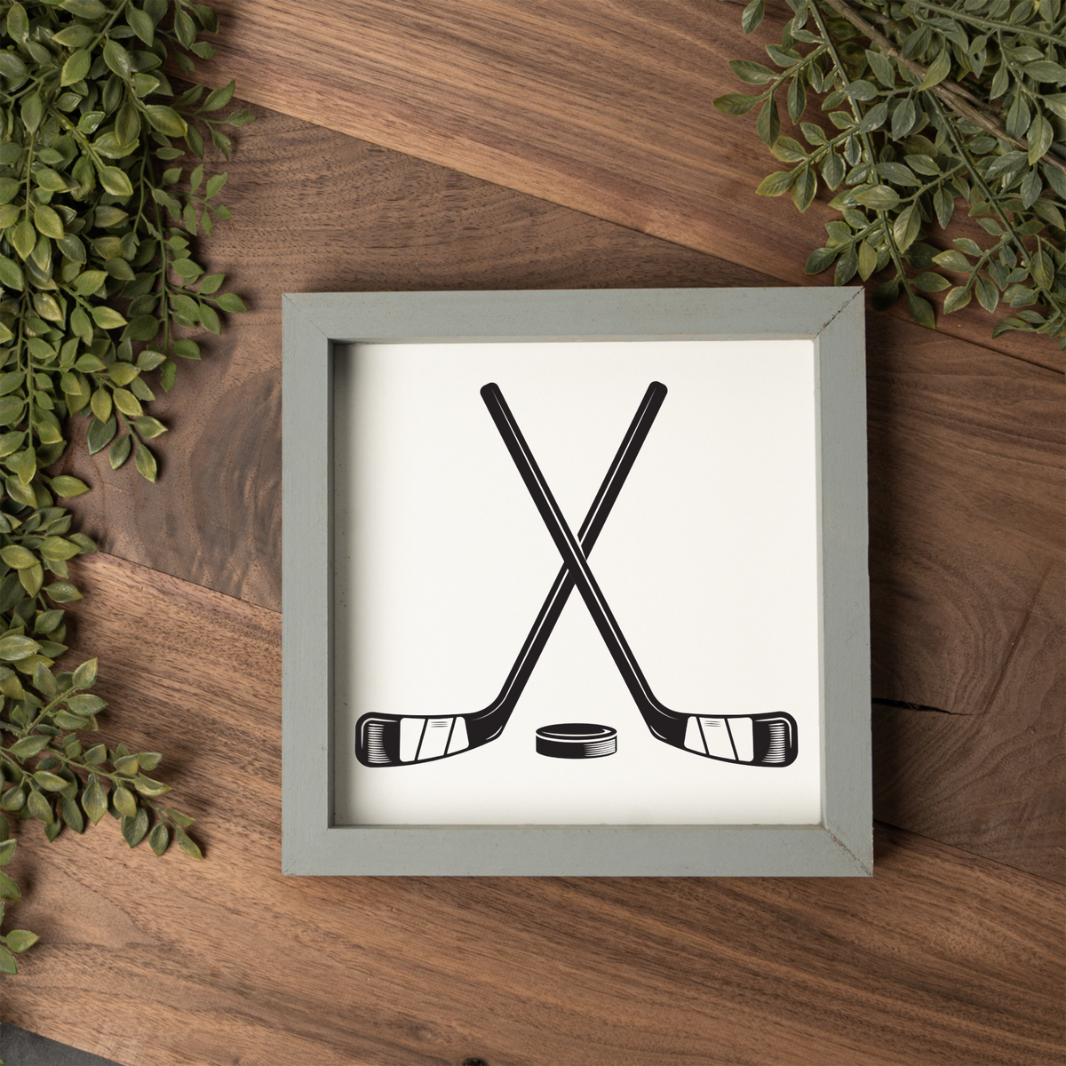 Hockey Wall Art, Hockey Sticks and Puck Framed Sign, Boys Sports Room Decor, Hockey Player Gift, Hockey Bedroom Wall Decor