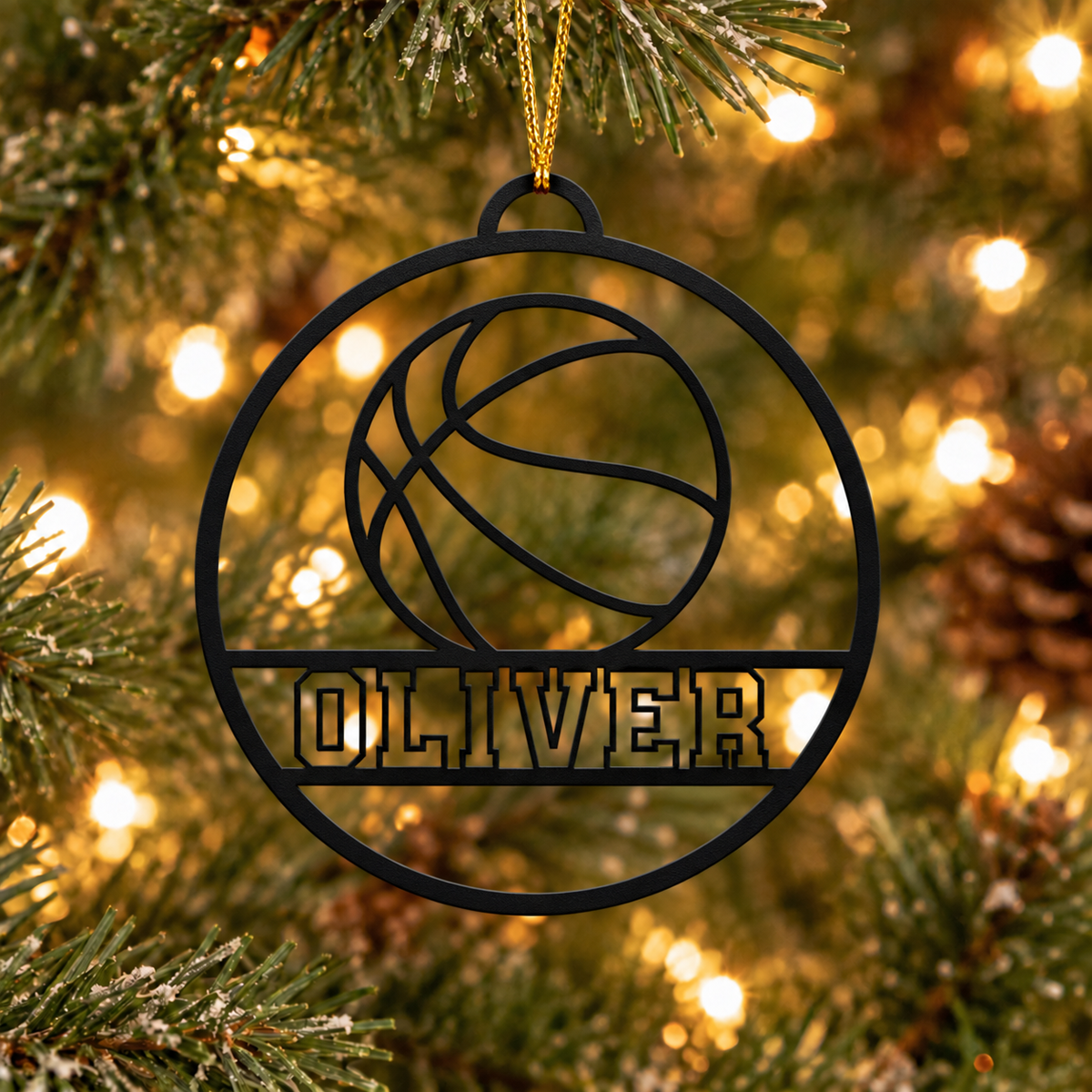 Personalize Basketball Christmas Metal Ornament