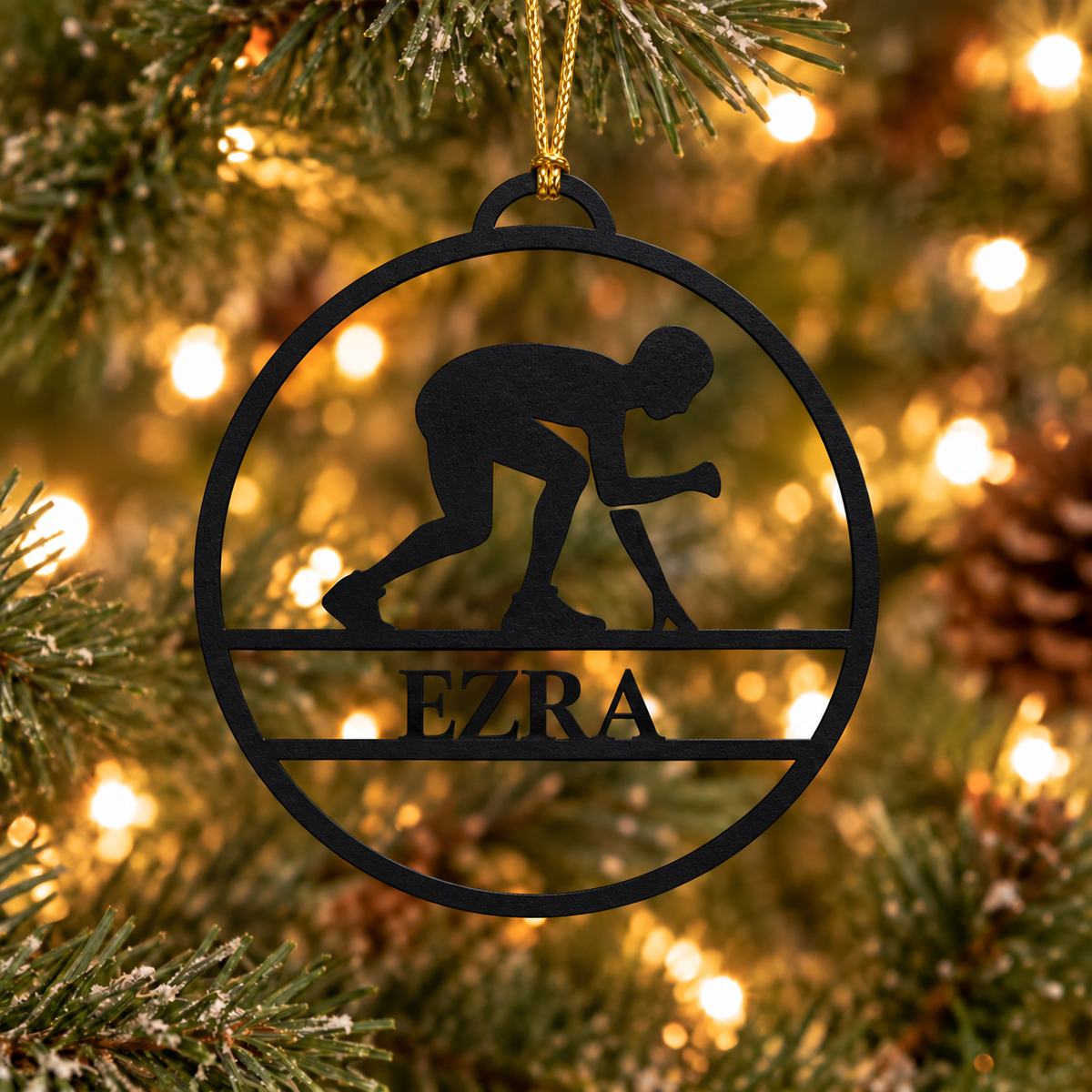 Track and Field Christmas  Metal Ornament