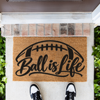 Football Ball Is Life Doormat, Football Welcome Mat, Game Day Porch Decor, Football Fan Gift, Sports Front Door Mat, Football Season Decor