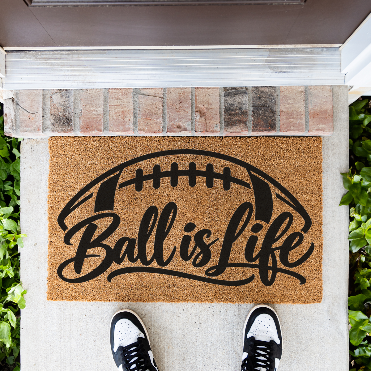 Football Ball Is Life Doormat, Football Welcome Mat, Game Day Porch Decor, Football Fan Gift, Sports Front Door Mat, Football Season Decor