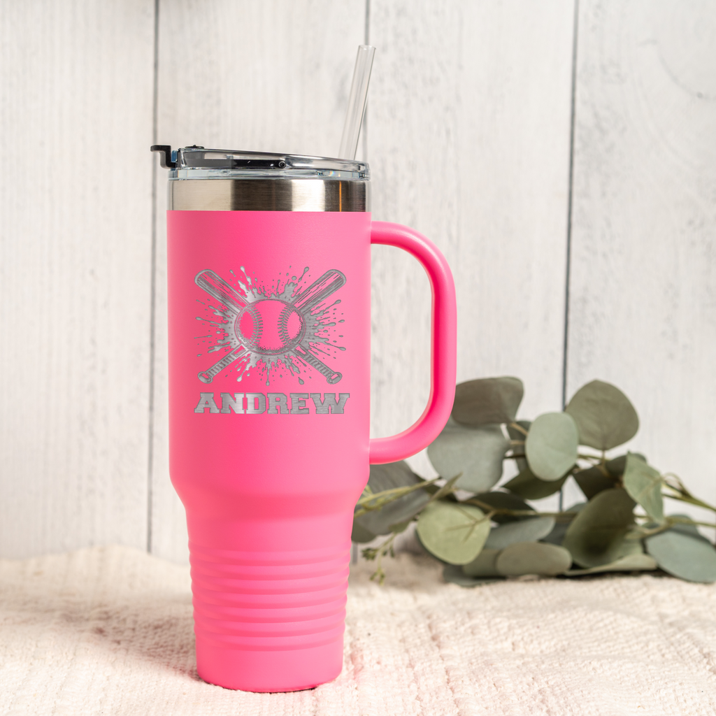 Personalized Baseball Tumbler 40oz, Custom Sports Gift, Insulated Drinkware